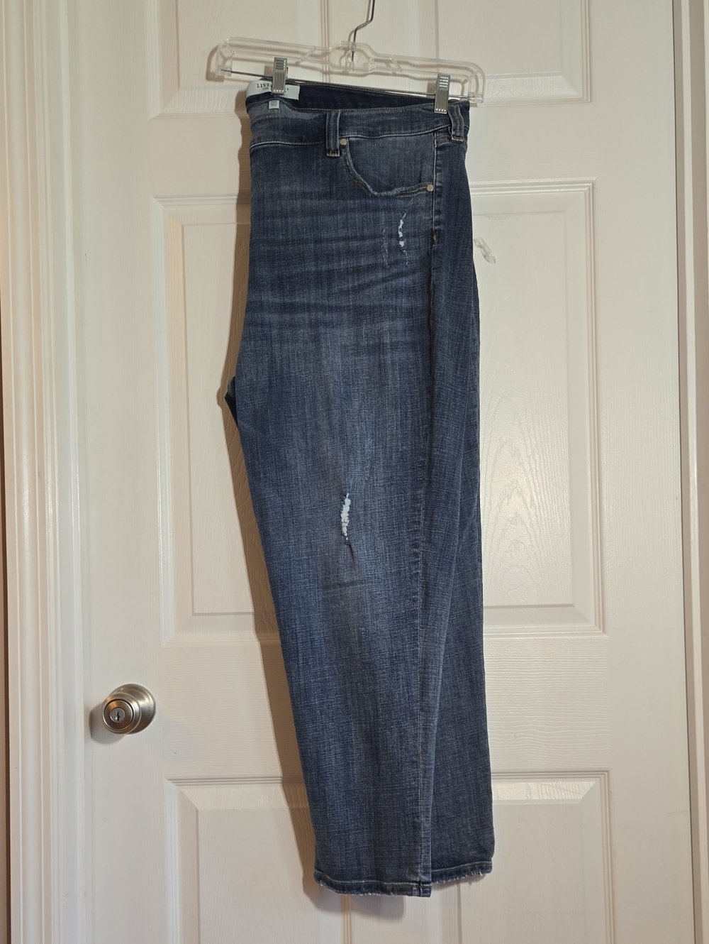 Liverpool Dark Blue Straight-Leg Distressed Jeans Size 24W